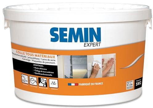 Colle Tout Matériaux Semin, Prêt à l'Emploi, Intérieur/Extérieur, Seau de 5 kg