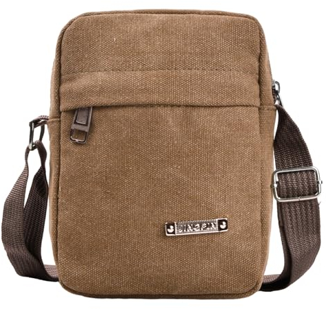 Handy Crossbody Tasche, Brusttasche Herren, Handytasche zum Umhängen, Crossbody Handytasche Verstellbare, Umhängetasche canvas, Smartphone Tasche für Portemonnaie Geldbörse Handy-Schlüssel(Braun)