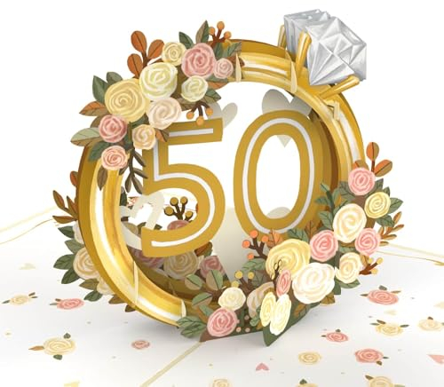 papercrush® Pop-Up Karte Goldene Hochzeit - Edle 3D Glückwunschkarte zur Goldhochzeit, Geschenkkarte zum 50. Hochzeitstag (Frauen & Männer), Verpackung für Geldgeschenk, Einladungskarte Jubiläumsfeier