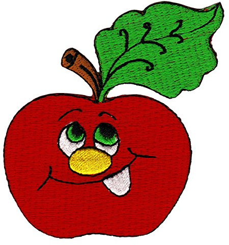 Apfel Rot Gesicht Aufnäher zum aufbügeln oder aufnähen Bügelbild Aufbügler für Kleidung gestickter Bügelpatch Applikation Patch Größe 7,0 x 7,5 cm