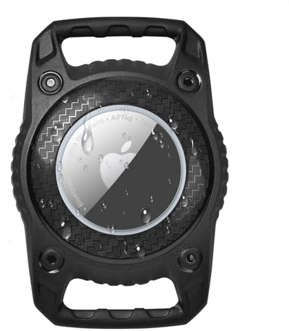 Ainiv Étui de Protection pour Airtag, Housse de Protection pour AirTags, Étui de Protection Portable GPS IPX7 Étanche Anti-Perte, Porte-clés pour Collier de Chien et Chat de Compagnie -Noir