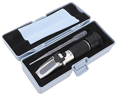 Hztyyier Frostschutz-Refraktometer, Aluminium-Tester, Box, ATC-Funktion, Tragbarer Kunststoff-Wischer, Flüssigkeitsdetektor, Gefrierpunktmessgerät, Ethylenglykol-Propylenglykol-Tester,