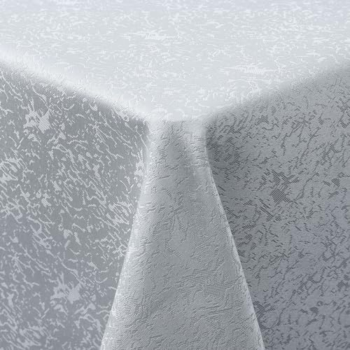 Spotjoy Tischdecke Abwaschbar Rechteckig 130x160cm Polyester Tischwäsche Jacquard Garten Tafeldecke Ornamente Pflegeleicht - Grau