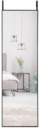 LIFEZEAL Grand Miroir Mural 120 x 37 cm, Miroir Porte Suspendu avec 2 Crochets, Miroir Rectangulaire pour Chambre, Salle de Bain, Salon (Noir)