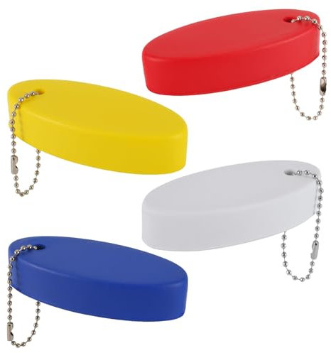 XIHIRCD 4St Schwimmender Schlüsselanhänger für Bootsschlüssel, Schwimmender Schlüsselanhänger Boot PU Helle Farbe Oval Schwimmer für Schlüssel Boot für Wassersport im Freien (4 Farben)