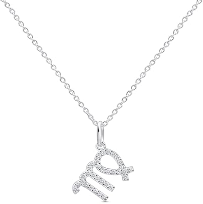 Amberta Damen Kette Sternzeichen mit Zirkonia aus 925 Sterlingsilber - Halskette Silber Sternzeichen: Jungfrau Kette Silber