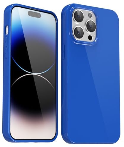 Svanove for iPhone 14 Pro Case Silicone, Glossy Soft Rubber Gel Jelly Cute Protective Plastic Simple Plain Phone Case Cover for Women Girl, Slim Thin Flexible Shockproof TPU, Royal Blue