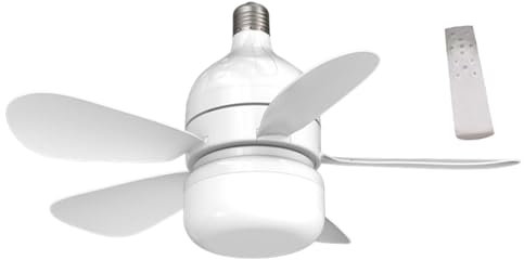 Huyeruie Socket Fan Light - Light Bulb Socket Ceiling Fan | Screw-in Small Ceiling Fan | Lightbulb Fan with Remote-Controlled | Adjustable Light Modes Fan | Creative Fan Light Bulbs for Home