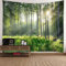 KnSam Wandteppiche, Baum Wald Sonnenschein 200x200cm Wandbehang Grün in Polyester, Landschaft Natur Wandteppich Tapestry für Schlafzimmer