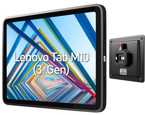 B2Bworkplace Soporte de pared para tablet Lenovo Tab M10 (3ª generación), incluye funda protectora, vertical y horizontal, plano, cierre rápido, soporte de montaje en pared para tablet