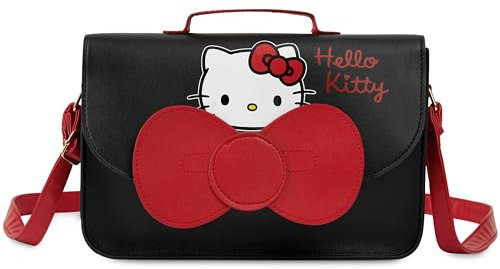 Hello Kitty Tracolla Borsa Bambina, Borsette Ragazze - Regalo Ragazza e Adolescenti (Nero/Rosso)