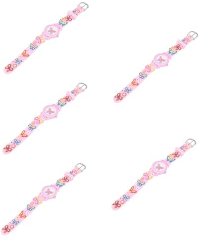LIFKOME 5pièces Montre pour Garçon Fille Silicone avec Motif De Montre Délicate pour Fille Anniversaire Et Occasion