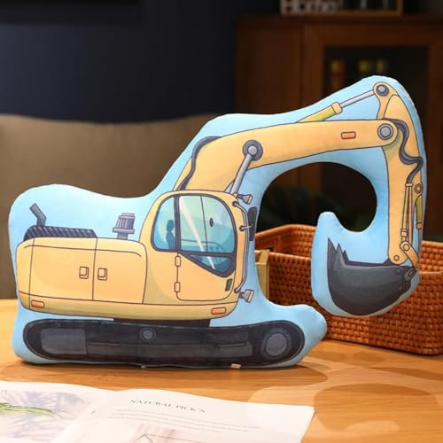 Bimhayuu Creative Vehicle Shaped Pillow,Decorative Cushion Stuffed Car Truck Plush Pillow Cute Car Plush Pillow,Decorative Throw Pillows Cushion for Bed Sofa Car Couch Decor (Excavator)