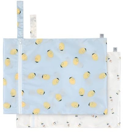 LÄSSIG Wiederverwendbare Nasstasche 2 Stück/Wet Bag Happy Fruits Lemon