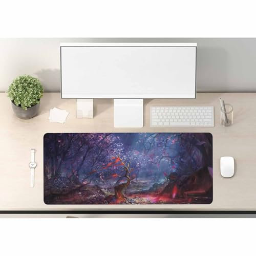 Woutay Desk Mouse Pad,Red Fantasy Forest,Extended Large Mouse Mat Desk Pad