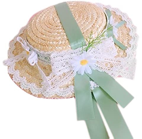 JOERBABU Hut für Damen und Mädchen, Teeparty, Sonnenhut, viktorianische Spitze, Blumen, Strohhut, Lotila, Cosplay, Cosume-Party-Zubehör