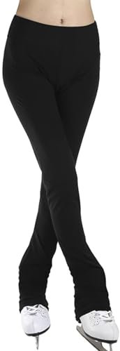 Eiskunstlaufhosen Eiskunstlauf Anzug Leggings Eislaufen Sport Tanzanzug Trainingsleggings Für Eiskunstlauf Und Gymnastik Skate Hosen Für Damen,Schwarz,S