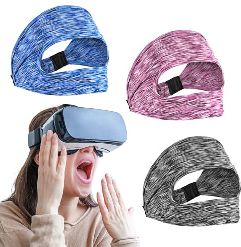 JIEYAO 3 Stück VR Schweißschutz, VR Augenmasken-Abdeckung Verstellbares VR Schweißband Atmungsaktiv VR Gesichtsmaske Waschbares Swat Band