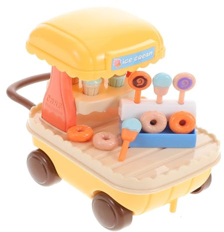Abaodam Eiswagen Spielzeug Für Junge Mädchen Eisspielzeug-Set Mit Tüten Kugeln Und Toppings Frühpädagogisches Miniatur Spielset Zum Servieren Von Eiscreme