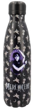 Pellecchia 1969| Bottiglia termica Per Mercoledì Addams 500 ml | Borraccia termica a doppia parete in acciaio inox, chiusura ermetica e BPA free, ideale come mercoledì addams gadget
