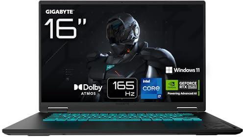 GIGABYTE Gaming A16 Ordinateur Portable - 16, 165Hz WUXGA, Intel Core i7-13620H, RTX 5060, 32Go DDR5, 1xSSD Gen4 1To, Win 11 Home, Garantie 2 Ans, Dolby Atmos, Gaming A16 CVHI3FR864SH
