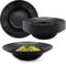 Feinkeramik Pastateller schwarz matt - 6er Set - Keramik Nudelteller tief Ø 24 cm - Tiefe Teller Tellerset Keramikteller Salatteller Bowl Schale Geschirr Service 6 Personen spülmaschinenfest