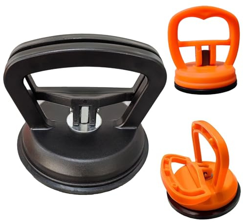 3 Stück Dellenzieher Auto, 2 Größen Saugnapf Dellenentferner (11,8cm + 5,7cm), Heavy Duty Vakuumsauger Beulenzieher für Autodellen, Handybildschirm, Glas, Fliesen, Möbel (Schwarz + Orange)