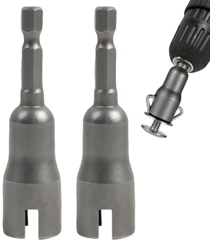KinetiCore 2Pcs Wing Nut Driver Set, 13mm CR-V Steel 65mm Socket Wrenches, 1/4 Hex Shank Drill Bit Spanner for Panel Nuts, Hurricane Shutters, Screws & DIY Projects
