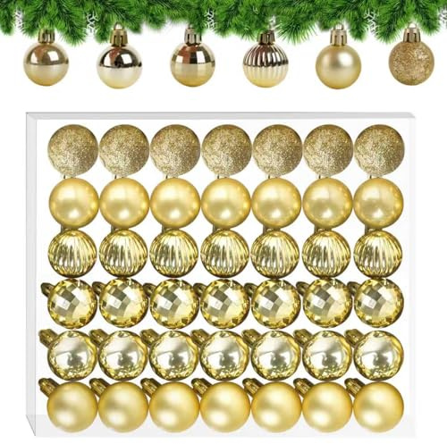 42 Stück Mini Weihnachtskugeln Gold Plastik 6 Design Kunststoff Christbaumkugeln 3 cm Kleine Weihnachtskugeln Plastik Christbaumkugeln für Weihnachtsbaum Deko Weihnachtsbaumschmuck Kugeln