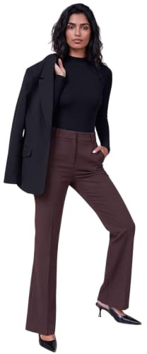 Roman Bootleg Trouser for Women UK Ladies Bootcut Stretch Flared Winter Autumn Long Full Length Pull-On Casual Smart Work Office Wear Business Soft Flattering