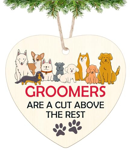 Dog Groomer Appreciation Gifts Wooden Christmas Ornament Thank You Gifts for Dog Walker Pet Groomer Dogs Hairdresser Pet Salon Hair Stylist Gift Hanging Christmas Decorations for Friends Colleague