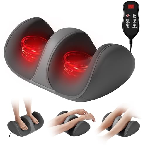 Himouta Shiatsu Foot Massager with Heat, 3D Kneading for Feet and Calves | PU Leather, Bi-Directional Rotation for Pain and Circulation, Relaxation for Home & Office Use, Gift for Women Men & Elders