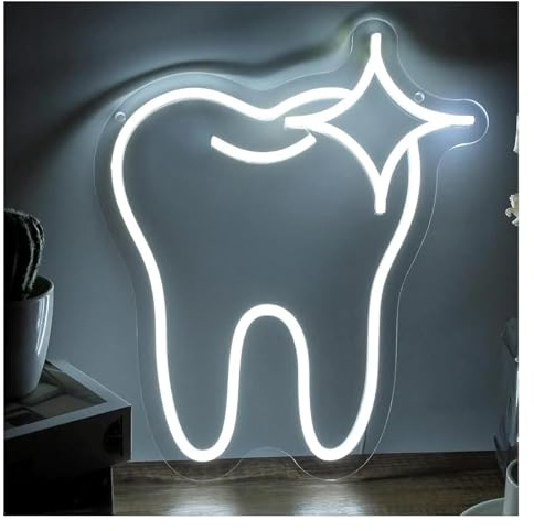 Avoltre für Neon-Partylichter Dekorative Neon-Leuchtreklamen für Zähne, dimmbare Schilder(Weiß)