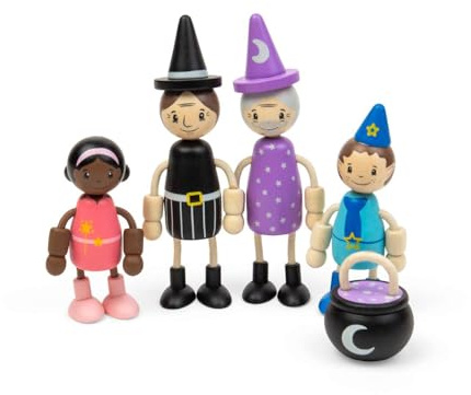 Bigjigs Toys Märchenpuppen | Holzfiguren & Fantasiecharaktere für ein Puppenhaus | Kleine Fee, Hexe, Zauberer & Pixie-Spielfiguren für Kinder | Puppenhaus- oder Schlosszubehör | Magische Geschenke für