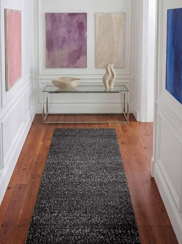 Ted Baker Kurzflor Teppich Portobello - Soft Bouclé Läufer, Handgewebt & Weich, Woll-Look, Schlingen Schlingen Teppichläufer Flauschig für Wohnzimmer, Schlafzimmer, Esszimmer – Dunkelgrau, 80x200 cm