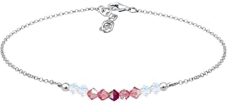 Elli Fußschmuck Damen Fußkettchen Kugel Anhänger Modern mit Kristalle aus 925 Sterling Silber