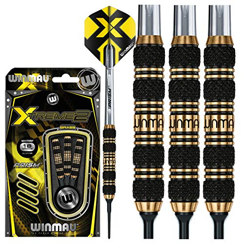 WINMAU Xtreme2-18 gram Brass Dartpfeile Set mit Flights und Schäfte