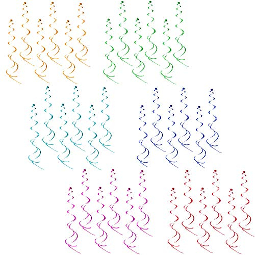 Oblique Unique® Deckenhänger Spiral Girlande Set 36 Stück - Geburtstag Deko Party Feier - Orange Grün Dunkelblau Türkis Pink Rot
