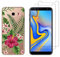 NOVAGO Compatible avec Samsung Galaxy J4 Plus/J4 +/J4 Core -Coque Souple Solide Anti Choc avec Impression + 2 Films Protection écran Verre trempé résistant (Exotique)