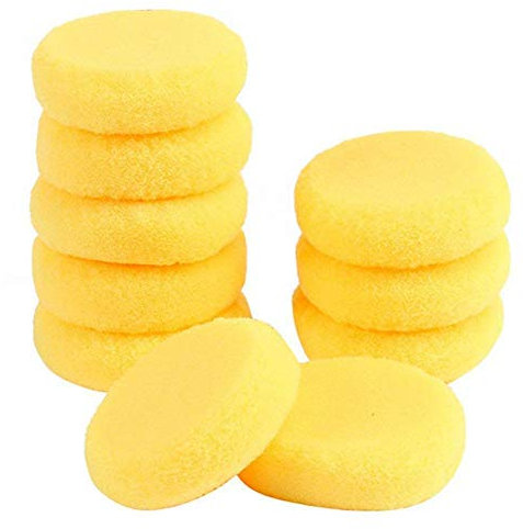 Sobeta 10Pcs Éponge De Peinture d'artiste Synthétique Ronde Éponges D'Artisanat pour Éponge d'art D'Aquarelle Poterie Peinture Jaune 2.75 Pouces