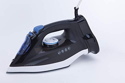 Jata PL615C Plancha de Vapor con Suela Cerámica que Permite Planchar sin Cable Conjunto Autolimpieza Extraíble Golpe de Vapor 200 g Vapor Nominal 40 g/min Depósito de 320 ml, Azul/ Blanco