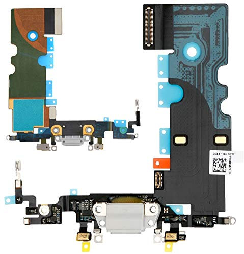 iReplaceParts Charging Port For iPhone 8 (4.7) Dock Connector Flex Cable Replacement With Lower Microphone 821-01163-A (White)