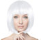 Plitsch Platsch Perücke Bob Pagenkopf Cabaret Wig Kurzhaar Charleston Perücken Fasching Karneval Halloween Motto Party - 24 Farben Varianten für Erwachsene, One Size (weiß)