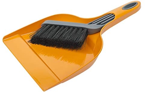 Kehrgarnitur Kehrschaufel Kutterschaufel mit Besen Handfeger Kehrset aus Kunststoff orange
