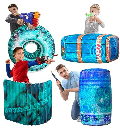 Skywin Inflatable Obstacles - Inflatable Battle Bunkers - 4 Pieces - Blue