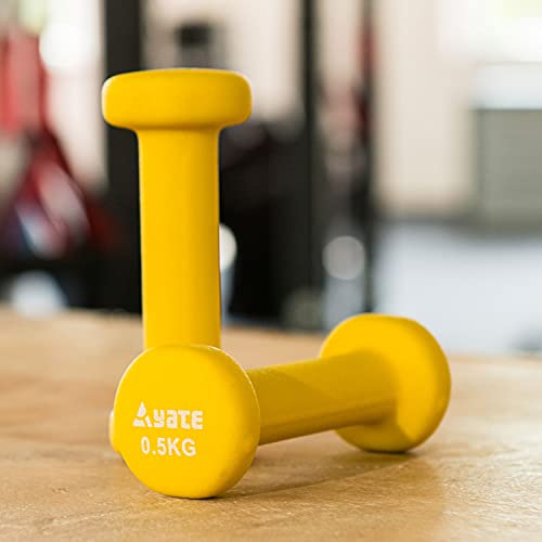 Yate Paar Neopren Training Fitness Hanteln 0,5kg 1kg 1,5kg 2kg 2,5kg 3kg 4kg 5kg rutschfest Hantelset Workout Gewichte für Damen Männer Kinder Krafttraining Gymnastik (0,5kg gelb)
