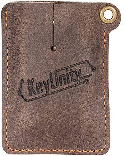 KeyUnity KA05 Handgenähte EDC Lederscheide, Kartenhüllen, Tasche Organizer Slip Beutel für Mini Brecheisen, KU01/KU02/KU03 Karabiner