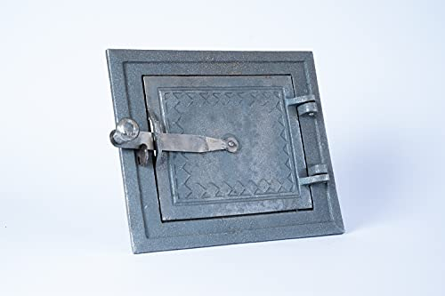 SEZAM Ofentür aus Gusseisen für Feuerstellen - mit Türriegel, Brotofentür - Steinofentür - Holzofentür 25,2 x 3 x 21,5 cm - rechteckig, ohne Bemalung