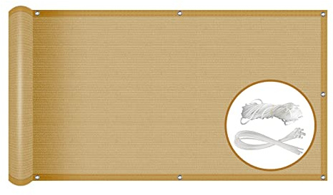 NKADNB Balkon Schutz 70x500cm Leicht Transparent Wind Und Uv-Schutz Wetterfest Windschutz Im Viele GrößE Und Farben, Für BalkongeläNder Garten Im Freien,Sandfarbe