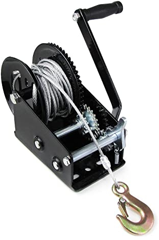 Profi Seilwinde Handseilwinde 1500kg Handwinde mit 10m Drahtseil Gurtwinde Bootswinde Seilzug Handseilzug LKW PKW Anhänger